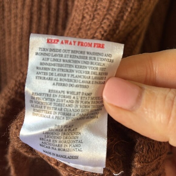 Brave Soul London EUC brown v-neck big sleeved sweater size L - Picture 5 of 5